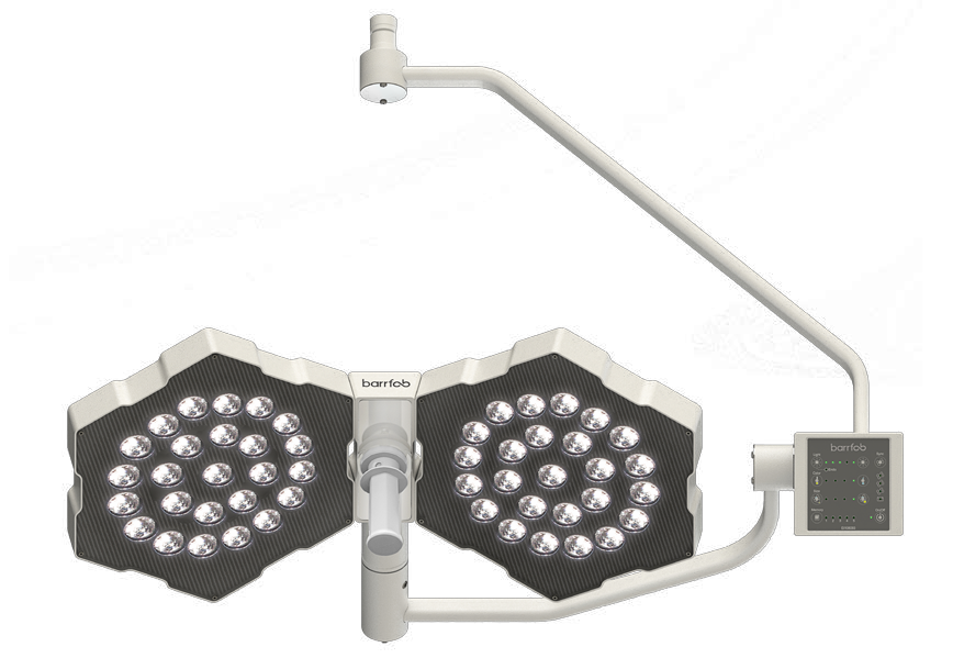 Foco Cirúrgico de LED BFH2 Barrfab com duas cúpulas e painel de controle